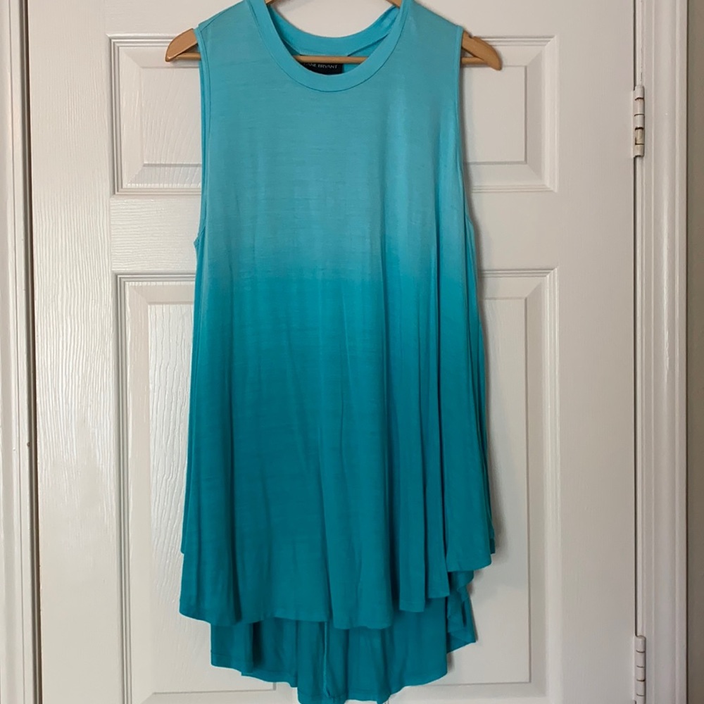 NWT Lane Bryant Sleeveless Teal Ombré Long Shirt